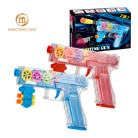 Hadiah Favorit Anak-Anak 2 in 1 Lampu Berkedip Suara EVA Soft Suction Dart Shooting Game Mainan Pistol Transparan