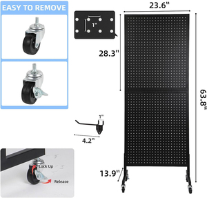 Présentoir perforé mobile avec crochets amovibles: idéal pour les magasins <span class=keywords><strong>de</strong></span> détail et les foires d'artisanat - Product Image 4