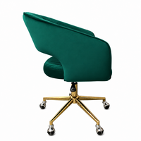 Chaise de bureau DM Green moderne en velours capitonné avec roulettes, siège pivotant réglable en hauteur pour le bureau à domicile