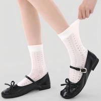 Chaussettes courtes blanches mignonnes avec motif croisé miniature, bord festonné, chaussettes fines et transparentes pour chaussures Mary Jane, style japonais Kawaii