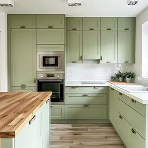 Armadi da <span class=keywords><strong>cucina</strong></span> senza vernice lucida di colore solido avanzato stile antico medio con Design a isola - Product Image 3