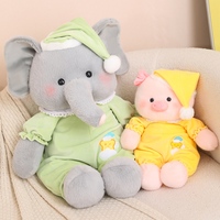 Boneka Hewan Lucu Bahan Plush Lembut dan Empuk, Mainan Teman Beruang Kelinci Babi Gajah, Boneka Plush untuk Anak-anak, Hadiah untuk Tidur