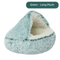 Lit pour chat en peluche semi-fermé, lit pour chien, tanière ronde pour animaux de compagnie, 4 tailles 40/50/65/80 cm, 8 couleurs