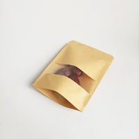 23x35cm Biodégradable Bolsas Sac Doypack Stand up Pouch Avec Fenêtre Fermeture Éclair Papier Kraft Revendables Alimentaire Recycler Emballage Sac