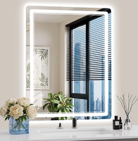 Miroir LED design avec éclairage, anti-buée, à intensité réglable, miroir mural HD incassable pour salle de bain et décoration de salon