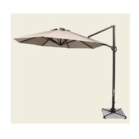 Parasol élégant et moderne haut de gamme en aluminium avec poteau latéral, robuste, revêtement polyester PA, base en marbre de 65 kg pour hôtel