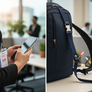 Laccetto da collo ILAN 1,5x45 cm in nylon regolabile per badge identificativo e telefono - Product Image 3