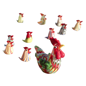 Perles de verre soufflé colorées en forme de poussin et de coq, ornements animaux, décoration de salon, artisanat en verre poli C - Product Image 1