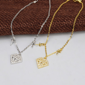 New DIY S925 <b>Silver</b> Diamond Shaped Bracelet and <b>Necklace</b> <b>Set</b> Simple Fashionable Accessory for Women 521 Jewelry - Product Image 1