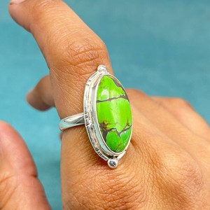 Cobre verde turquesa Plata de Ley 925 cobre natural turquesa plata turquesa joyería de plata regalo del Día de la madre - Product Image 2