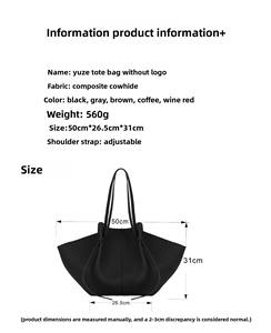 حقيبة كتف نسائية فاخرة جديدة من العلامة التجارية YZ، مصنوعة من الجلد الأصلي بسعة كبيرة حزام حقيبة يد منقوش بشعار - Product Image 4