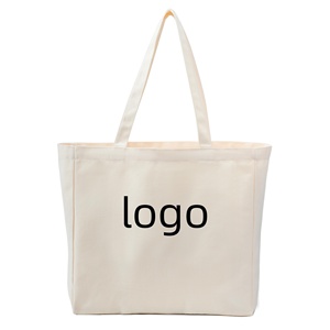 Bolsa de tela de algodón de gran capacidad con bordado de logotipo personalizado, bolsa de lona grande natural - Product Image 3