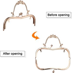 Uxcell Metal <b>Purse</b> Frames Pcs Kiss Lock Clasp Frame Embossed Clutch Frame With Handle For Coin <b>Purse</b> Sewing Bag Making DIY Craft - Product Image 5