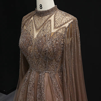 Robes de Soirée Formelles Jancember LSZ050 A-line en Paillettes Brillantes Marron Arabe pour Bal de Promo