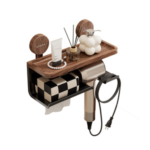 Estante de baño An Zhenya con ventosa, rectangular, plateado y blanco, para esquina, para lavabo y secador de pelo - Product Image 3