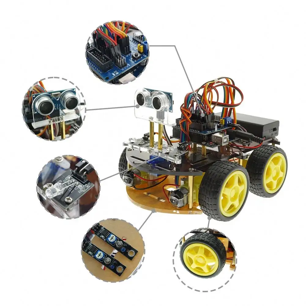 PENPOS OEM DIY इलेक्ट्रॉनिक किट विकास प्रोग्रामिंग रोबोट ट्रैकिंग बाधा बचाव आरसी कार किट