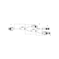 Conector de Cable Divisor en Y M12 de 8 Pines Macho/Hembra, Carcasa de Acero Inoxidable, Contactos de Aleación de Latón y Cobre, Impermeable IP67