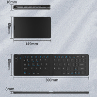 Combo de Teclado y Ratón Inalámbrico Plegable, Ultrafino, Trimodal, Recargable, Silencioso, Mini Teclado y Ratón para Tablet, Teléfono y Portátil