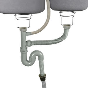 Sifone per <span class=keywords><strong>Lavello</strong></span> da <span class=keywords><strong>Cucina</strong></span> Moderno Bianco a Doppia Vasca Flessibile con Funzione di Tenuta dell'Acqua e Anti-Odore, Facile Installazione - Product Image 5
