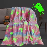 FF6248 Couverture Lumineuse à Motif Citrouille et Fantôme d'Halloween, en Flanelle Douce, pour Chambre et Canapé, Brille dans le Noir
