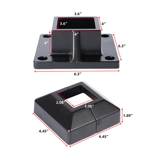 Cache-poteau en aluminium sur mesure 4x4 po noir pour garde-corps de terrasse, base de jante pour clôture intérieure et extérieure - Product Image 3