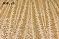 Tissu de dentelle de créateur en or français, paillettes, perles, broderie de dentelle pour robes de soirée