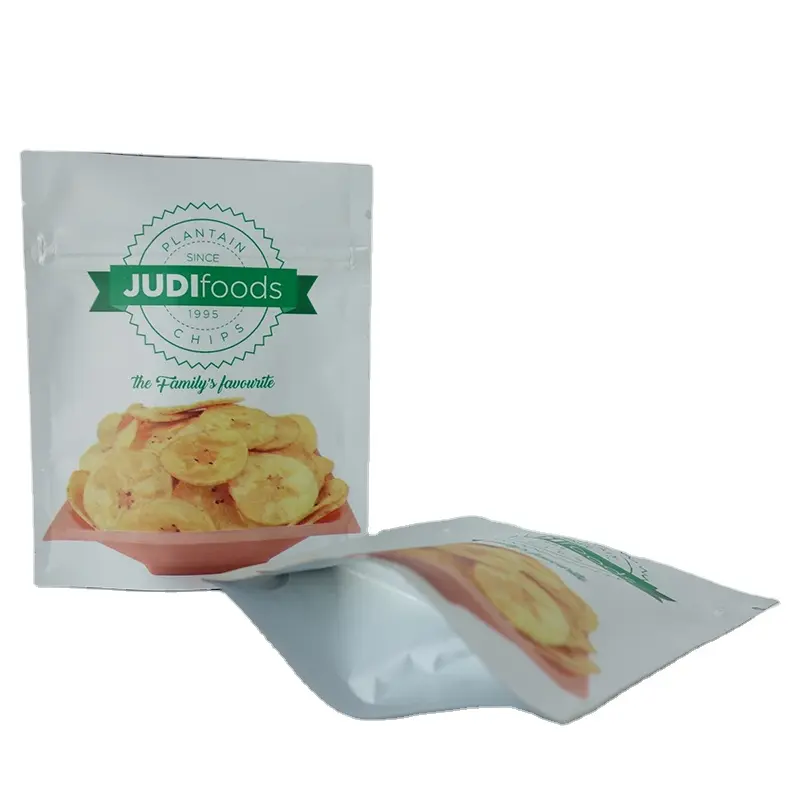 कस्टम मुद्रित प्लास्टिक गर्मी सील भोजन के लिए खड़े नाश्ता केले के चिप्स पैकेजिंग बैग