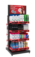 Étagère de présentation gondole double face personnalisée légère en métal pour magasin de proximité, pharmacie, écologique