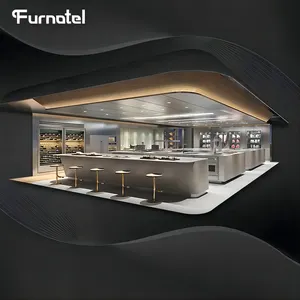 Juego completo de muebles de cocina para restaurante, equipo de Catering de Diseño Industrial de comida rápida, para Hotel y comercial