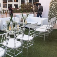 Chaises Chiavari transparentes empilables en résine plastique pour l'extérieur, hôtels, mariages, banquets et repas