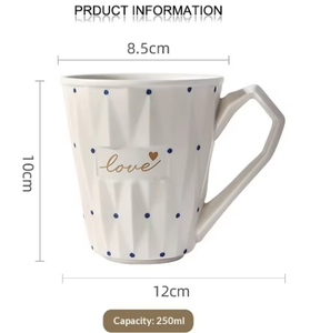Taza de Cerámica con Diseño Nórdico en Relieve, Forma Geométrica de Rombo, Diseño Creativo Ondulado, Apta para Alimentos - Product Image 4