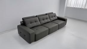 Sofá Seccional Moderno de Tela Gris con Diseño Acolchado, Brazos Cuadrados y Patas Metálicas para Sala de Estar - Product Image 6