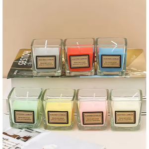Bedroom Romantic Deodorization Hotel SPA Candlelight Dinner Windproof Smokeless KTV Aromatherapy <b>Candle</b> Glass square Cup <b>Candle</b> - Product Image 4