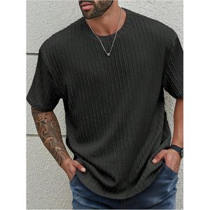 Men's Textured Knit Tshirt Oversized Short Sleeve Casual Summer <b>Top</b> - Product Image 5