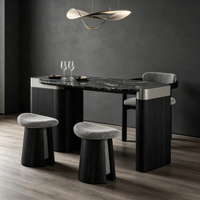 Ensemble de table à thé en marbre moderne, table basse en bois massif avec chaise et tabouret, mobilier de salon, bureau, hôtel