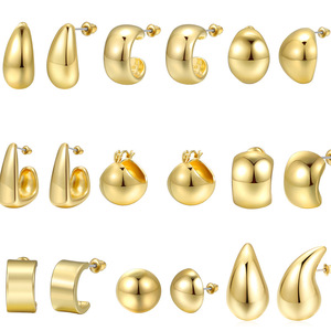 Nuevos Pendientes de Lágrima <span class=keywords><strong>Bottega</strong></span> de Italia, Chapados en Oro de 14/18K, Pendientes <span class=keywords><strong>Bottega</strong></span> de Aleación Hipoalergénica, Pendientes Dorados - Product Image 2
