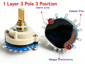 สวิตช์โรตารี่คุณภาพสูงขนาด 44 มม. แบบ 2 ขั้ว 5 6 7 8 9 10 11 12 ตำแหน่ง สวิตช์โรตารี่สำหรับเครื่องใช้ไฟฟ้า สวิตช์โรตารี่แบบโพเทนชิโอมิเตอร์ - Product Image 1