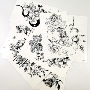 Tatuajes Temporales al por Mayor: Diseño Floral de Serpiente <span class=keywords><strong>Negra</strong></span>, Resistentes al Agua, para Mujeres, Festivales y Uso Diario - Product Image 4