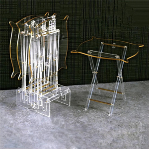 Mới nhất saudi arabia phong cách 4-mảnh sang trọng Acrylic dịch vụ bảng thiết lập rõ ràng Acrylic gấp bàn cà phê với in ấn - Product Image 6