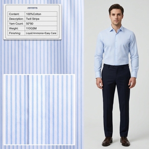 Tessuto di Lusso Effetto Seta Facile da Stirare in Cotone 80S Tinto in Filo, Fantasia a Righe Twill, Ideale per Camicie da Ufficio, Scuola e Uniformi - Product Image 4