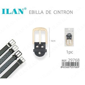 Fibbia per cintura ILAN 4 cm in pelle nera tono oro 1 pz - Product Image 3