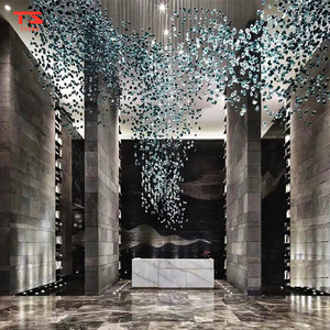 Moderno <span class=keywords><strong>Hotel</strong></span> Lobby Villa decorazione luce pendente su misura grande progetto lampadario in vetro a LED per alberghi - Product Image 3