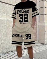 Ensemble décontracté respirant imprimé pour homme, thème Chicago, surdimensionné, avec t-shirt en satin à manches courtes et short, numéro '32'