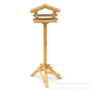 Solid Wood <b>Standing</b> <b>Bird</b> Feeder Outdoor Wooden Birdhouse Natural Color For Parks And Backyard - Product Image 2