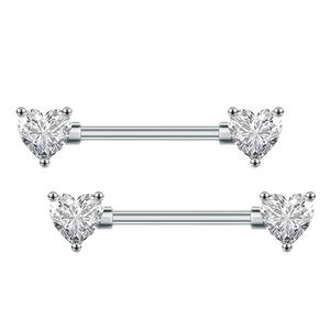 Par 14G <span class=keywords><strong>en</strong></span> forma de corazón de acero inoxidable pezón uñas Sexy cuerpo accesorios gran circón leche anillo para <span class=keywords><strong>Piercing</strong></span> de moda joyería - Product Image 6