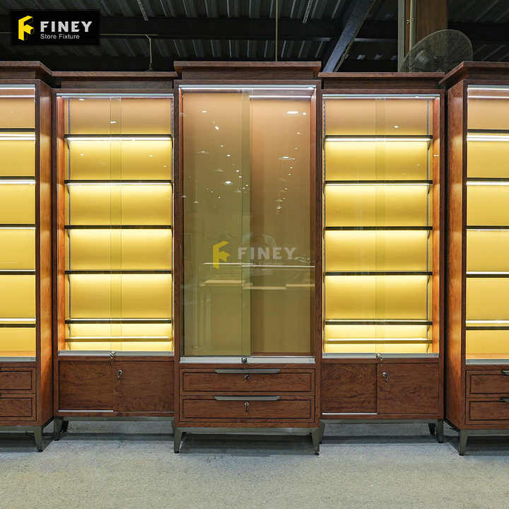 Customized smoke shop wooden display cigarette store cigar display