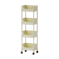 Chariot utilitaire roulant à 4 niveaux, blanc, roulettes sur pied, salle de bain, cuisine, armoires de rangement ouvertes, étagère porte-Offre Spéciale