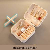 Boîte de rangement à bijoux en cuir PU de luxe, forme carrée, portable, avec fermeture éclair, mini étui de voyage pour bijoux
