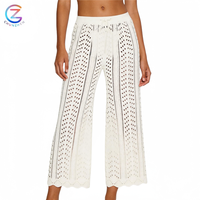 Pantalon de plage pour femmes, avec cordon de serrage, taille haute élastique, maille crochetée, maillot de bain