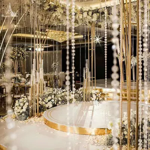 Mesa de comedor de lujo de 8 cabezas, portavelas de metal y cristal de 1m, soporte de vela de boda, decoración, vela desmontada